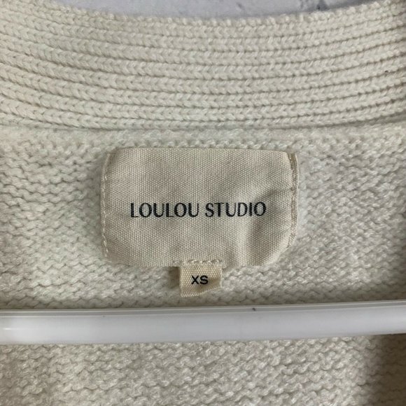 Loulou Studio Zanzibar Wool Cashmere Cardigan Cropped Ivory Sweater Size XS - Picture 6 of 7